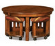 Five Piece Round Table Bench Set With Open Benches