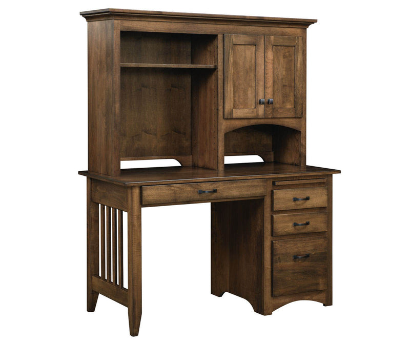 Amish Mission Pedestal Desk and Hutch