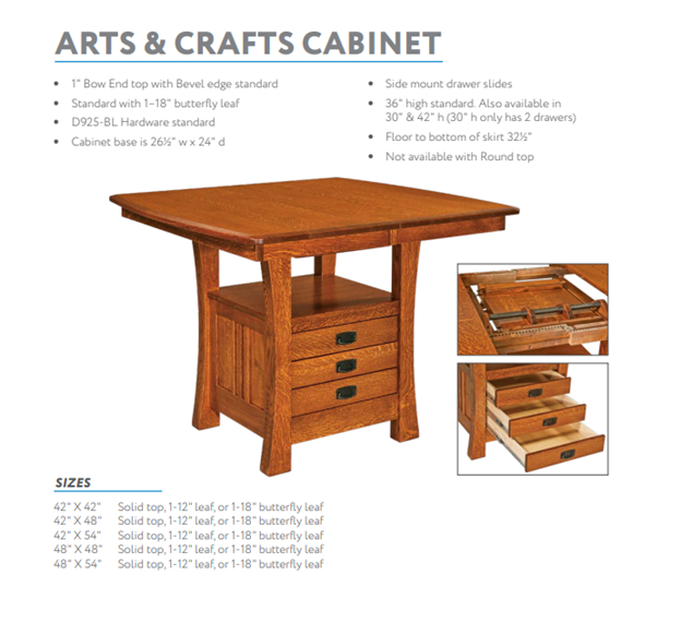 Amish Arts & Crafts Cabinet Table / Kitchen Island