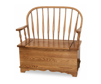 Amish Bent Feather Bow Bench 36 or 48 Inch