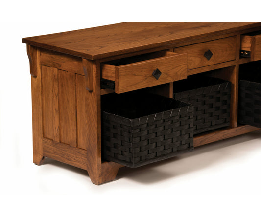 Lattice Weave Drawer Bench