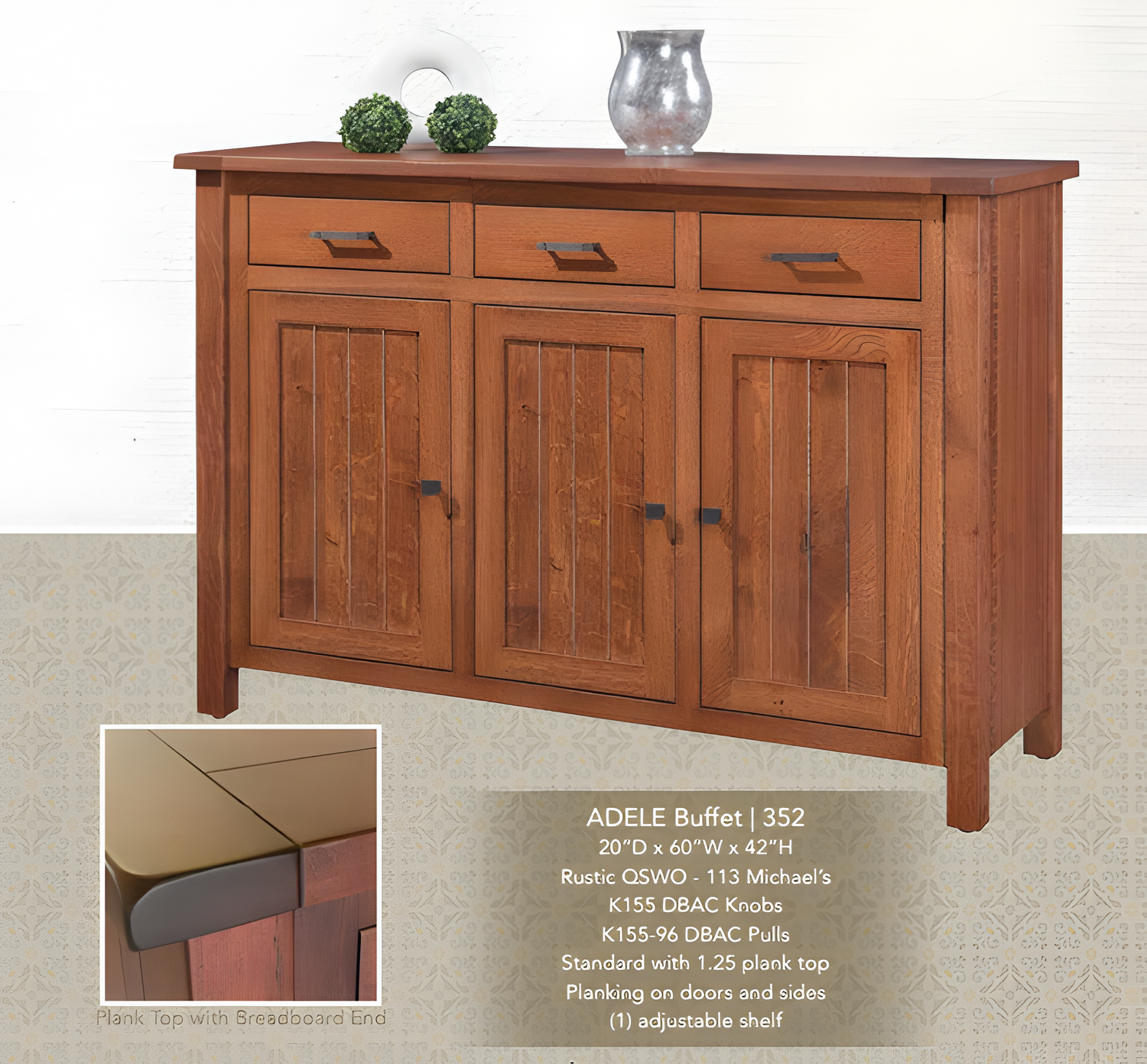 Amish Adele Buffet with Plank Top