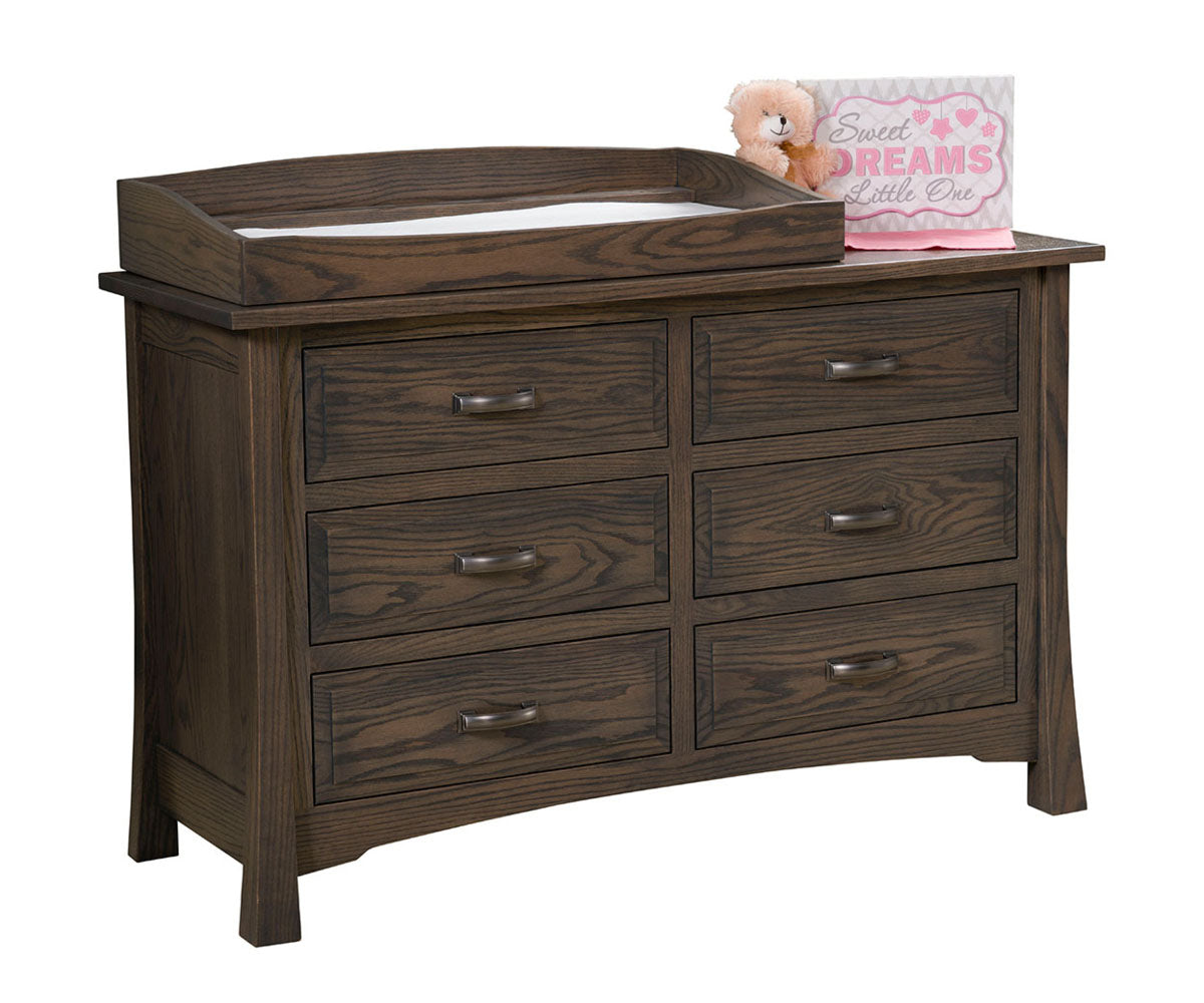 Amish Addison 6 Drawer Dresser only or With Changing Box or Mirror