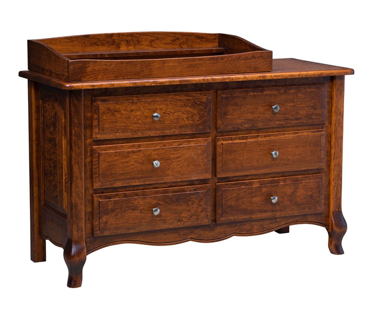 Amish French Country 6 Drawer Dresser With Changing Box Top Option