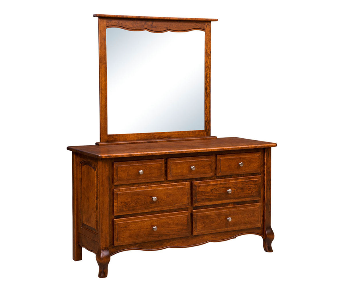 Amish French Country 7 Drawer Dresser With Mirror