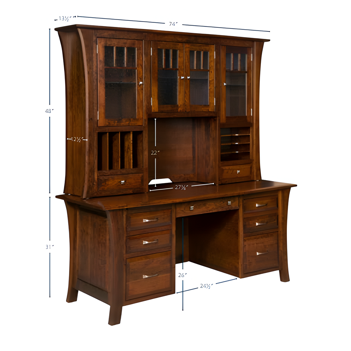 Amish Ensinada Executive Wall Desk With or Without Hutch