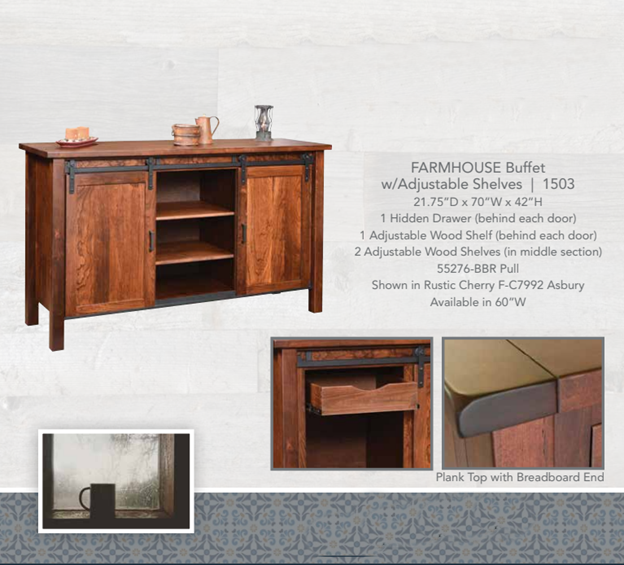 Amish Farmhouse Buffet with Adjustable Shelves