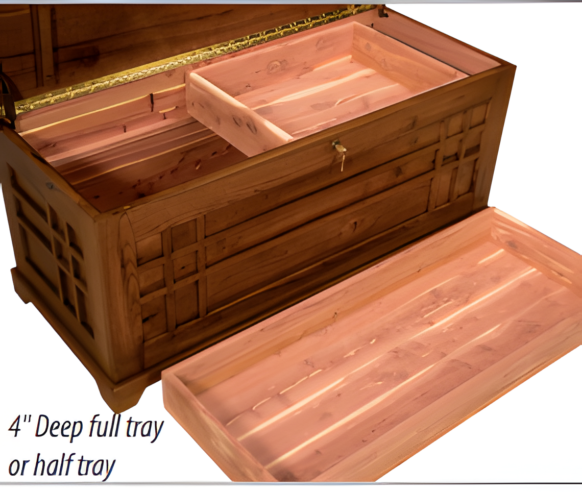 Amish Triple Raised Panel Cedar Chest - Thumbnail 2